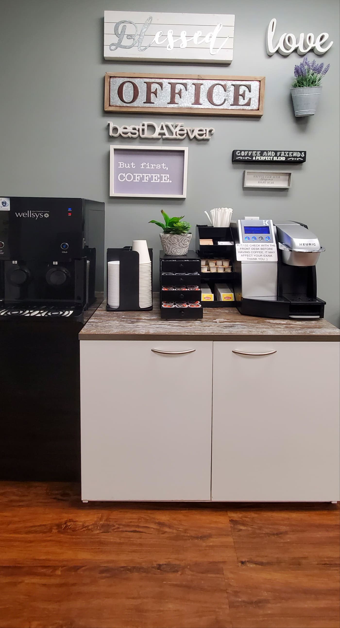 Complimentary coffee bar in the patient lounge at Crown Valley Imaging