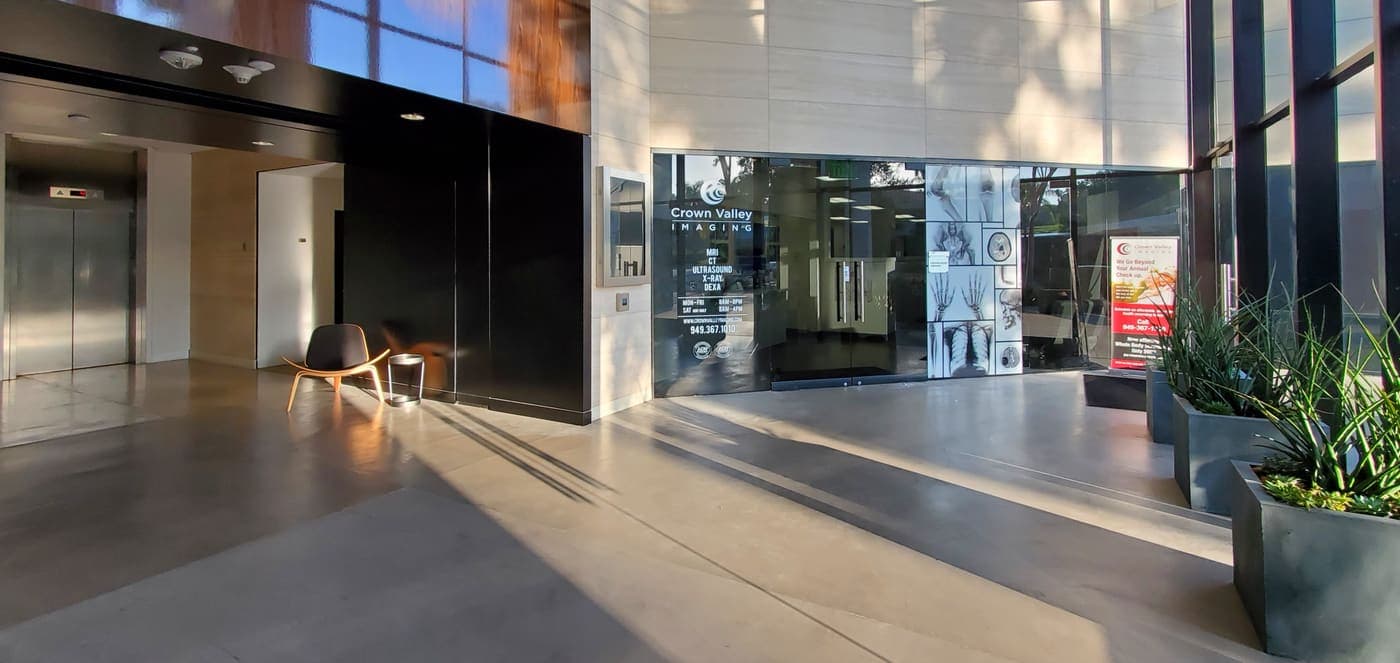 Lobby and suite entrance at Crown Valley Imaging, Mission Viejo